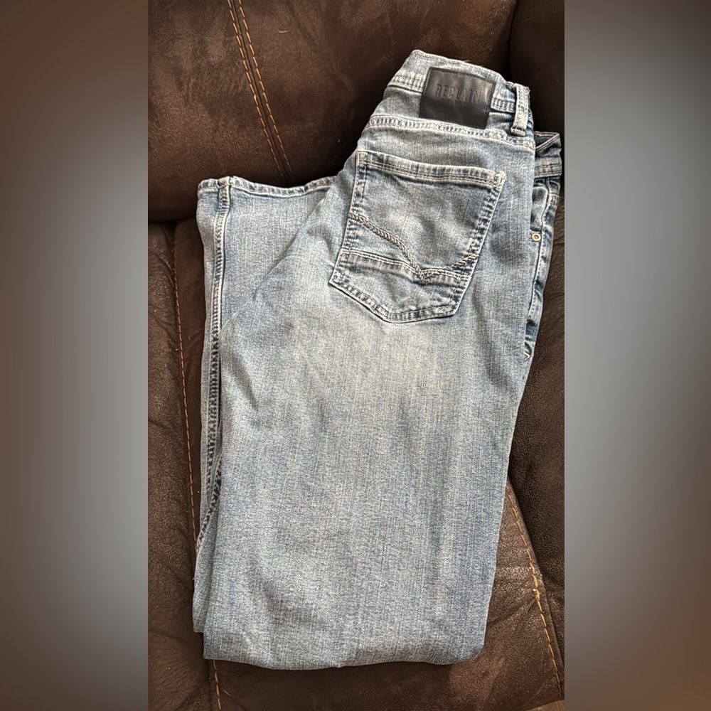 Buckle Light Blue Straight Men Jeans